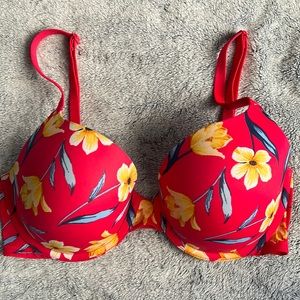 PINK VS💫Red Floral Lightly Padded T-Shirt Bra